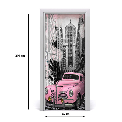 Fototapeta samolepící na dveře růžové auto