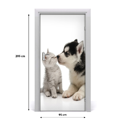 Samolepící fototapeta na dveře Pes a kočka
