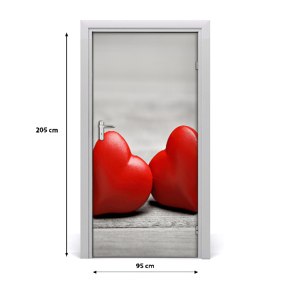 Fototapeta na dveře srdce na dřevě