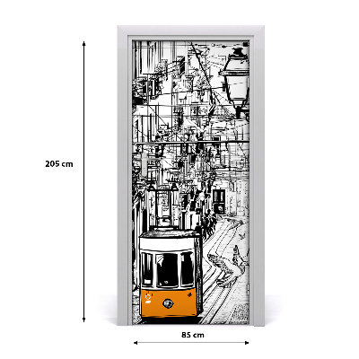 Samolepící fototapeta na dveře Tramvaj v Lizboně