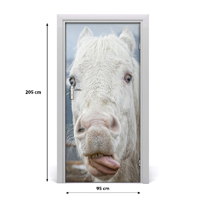 Samolepící fototapeta na dveře Šílený bílý kůň