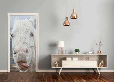 Samolepící fototapeta na dveře Šílený bílý kůň