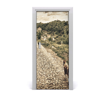 Samolepící fototapeta na dveře Dva psi kopec