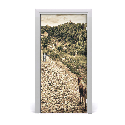 Samolepící fototapeta na dveře Dva psi kopec