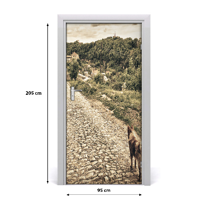Samolepící fototapeta na dveře Dva psi kopec