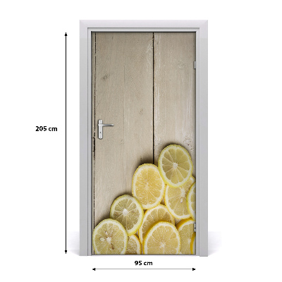 Fototapeta na dveře samolepící citrony na dřevě