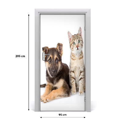 Samolepící fototapeta na dveře Pes a kočka