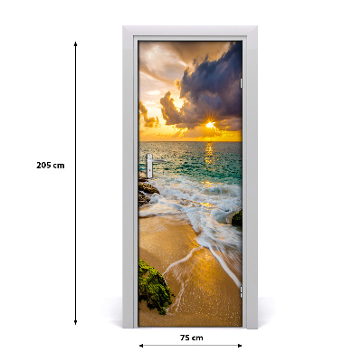 Fototapeta na dveře západ slunce moře