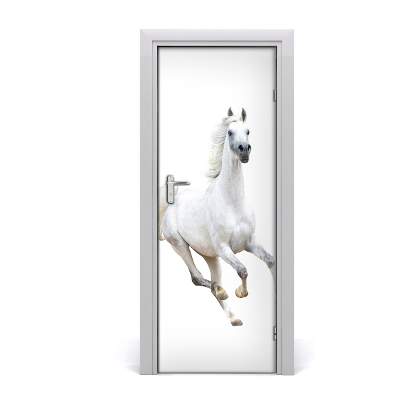 Samolepící fototapeta na dveře Bílý kůň ve cvalu