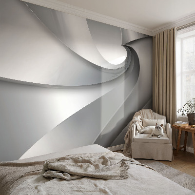 Vliesová fototapeta do ložnice s motivem geometrických spirál