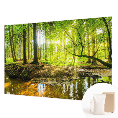 Fototapeta do ložnice se vzorem zelené krajiny
