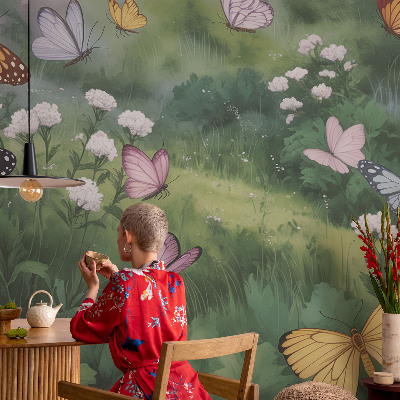 Vliesová fototapeta do ložnice Motýli na louce