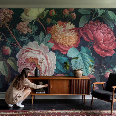 Vliesová fototapeta do ložnice Barevné květiny