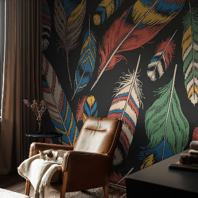 Fototapeta s potiskem na vliesu Barevné peří