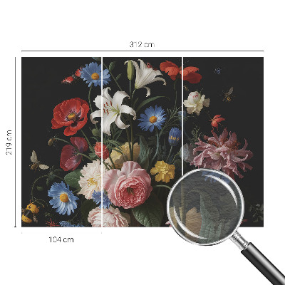 3D fototapeta Květiny s hmyzem