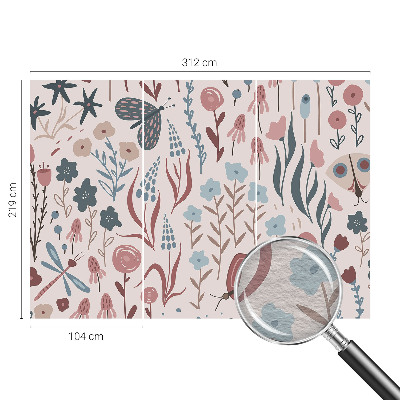 Vliesová fototapeta s potiskem Květiny hmyz