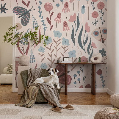 Vliesová fototapeta s potiskem Květiny hmyz