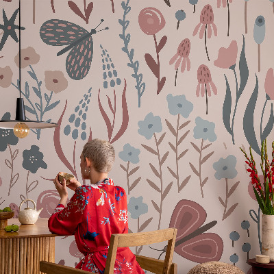 Vliesová fototapeta s potiskem Květiny hmyz