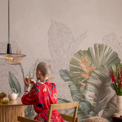 Dekorativní fototapeta na zeď Tropické květiny