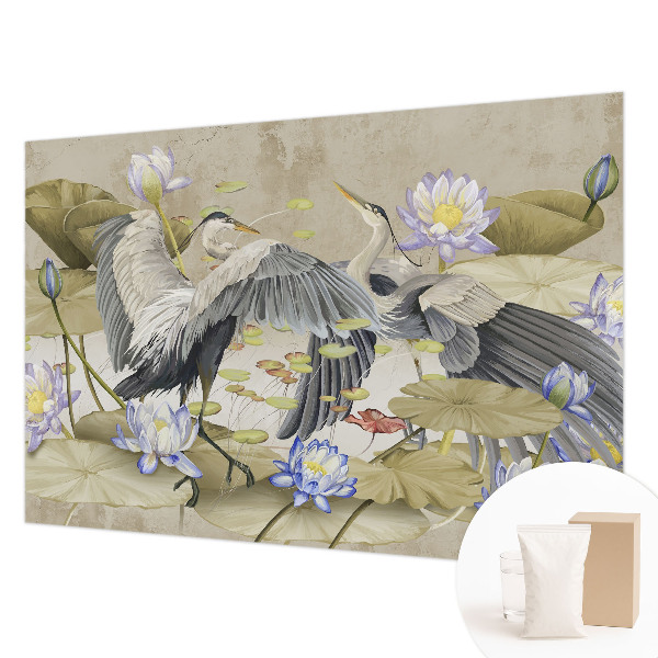 Fototapeta s potiskem na vliesu Ptáci a lilie