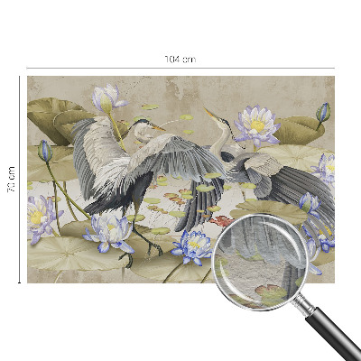 Fototapeta s potiskem na vliesu Ptáci a lilie