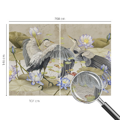 Fototapeta s potiskem na vliesu Ptáci a lilie