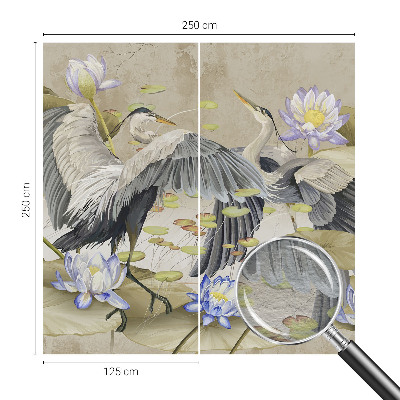 Fototapeta s potiskem na vliesu Ptáci a lilie