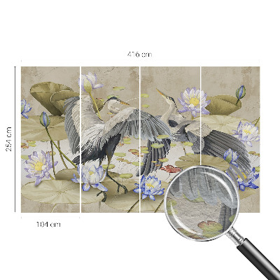 Fototapeta s potiskem na vliesu Ptáci a lilie