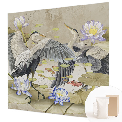 Fototapeta s potiskem na vliesu Ptáci a lilie