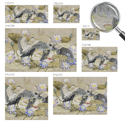 Fototapeta s potiskem na vliesu Ptáci a lilie