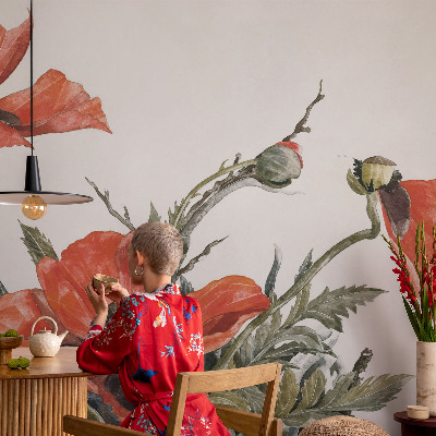 Dekorativní fototapeta na zeď Červené máky