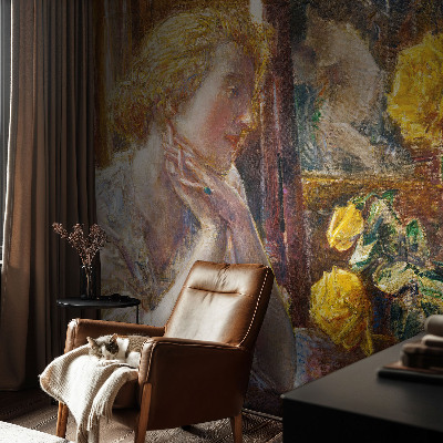 Fotografická tapeta na vliesu Žena s růžemi