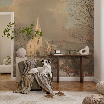 Vliesová fototapeta do ložnice Zimní krajina