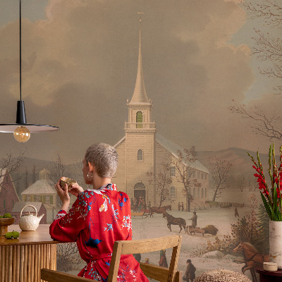 Vliesová fototapeta do ložnice Zimní krajina