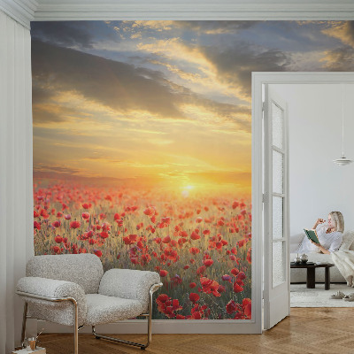 Samolepící fototapeta 3d Makové pole