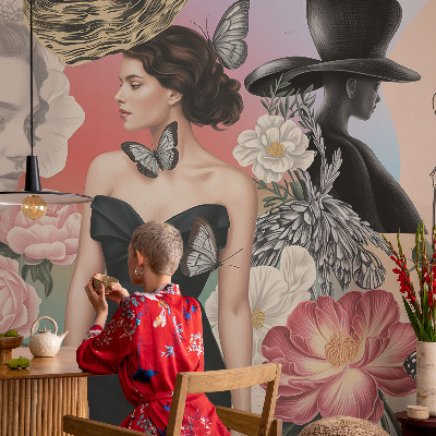 Moderní samolepicí fototapeta Květiny a portréty