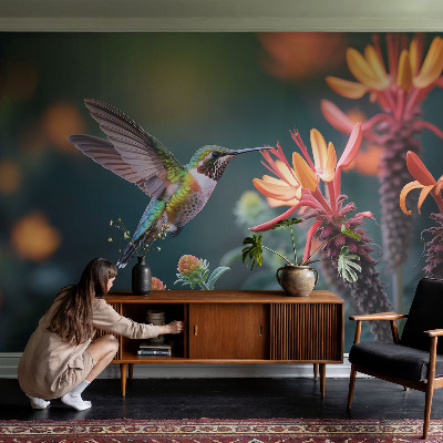 Fotografická tapeta na zeď Květiny kolibříka