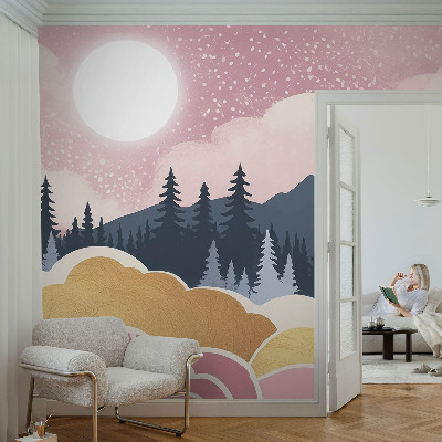 Moderní samolepicí fototapeta Růžový západ slunce