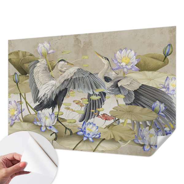 Samolepicí fototapeta Ptáci a lilie