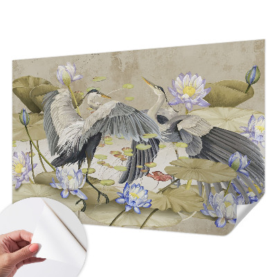 Samolepicí fototapeta Ptáci a lilie