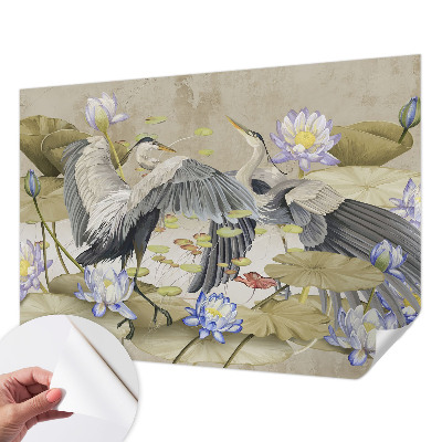 Samolepicí fototapeta Ptáci a lilie