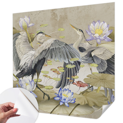 Samolepicí fototapeta Ptáci a lilie