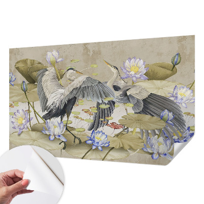 Samolepicí fototapeta Ptáci a lilie