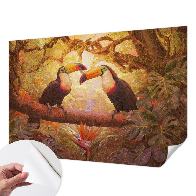 Samolepící fototapeta 3d Barevné tukani