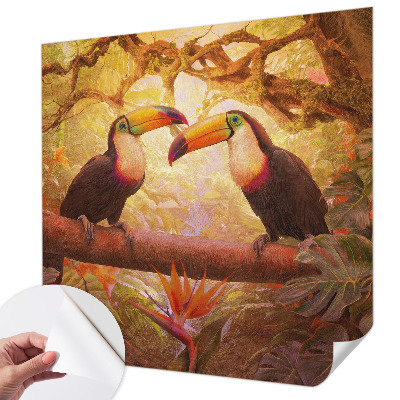 Samolepící fototapeta 3d Barevné tukani