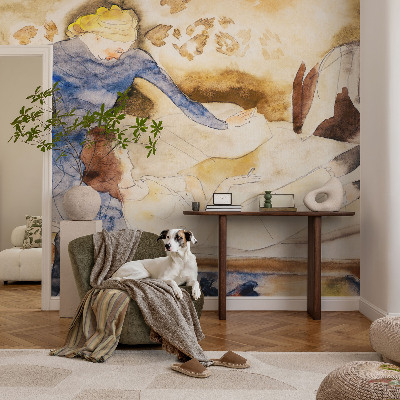 Moderní samolepicí fototapeta s motivem ženy v klidné kompozici