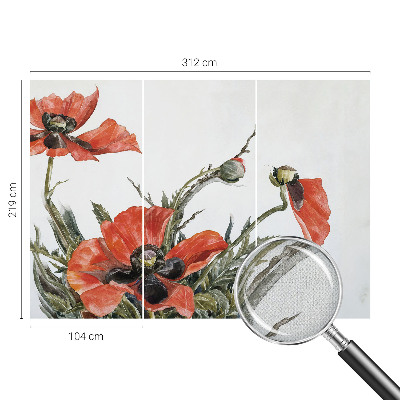 Samolepící fototapeta 3d Červené máky