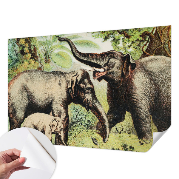 Samolepící fototapeta 3d Rodinní sloni