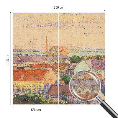 Moderní samolepicí fototapeta s motivem městských střech
