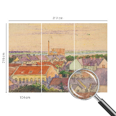 Moderní samolepicí fototapeta s motivem městských střech